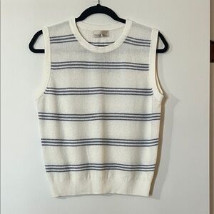 BE COOL Cream and Blue Striped Tank Top